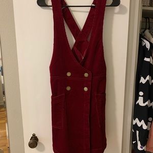 Never Worn Red Corduroy Free People Overall Dress